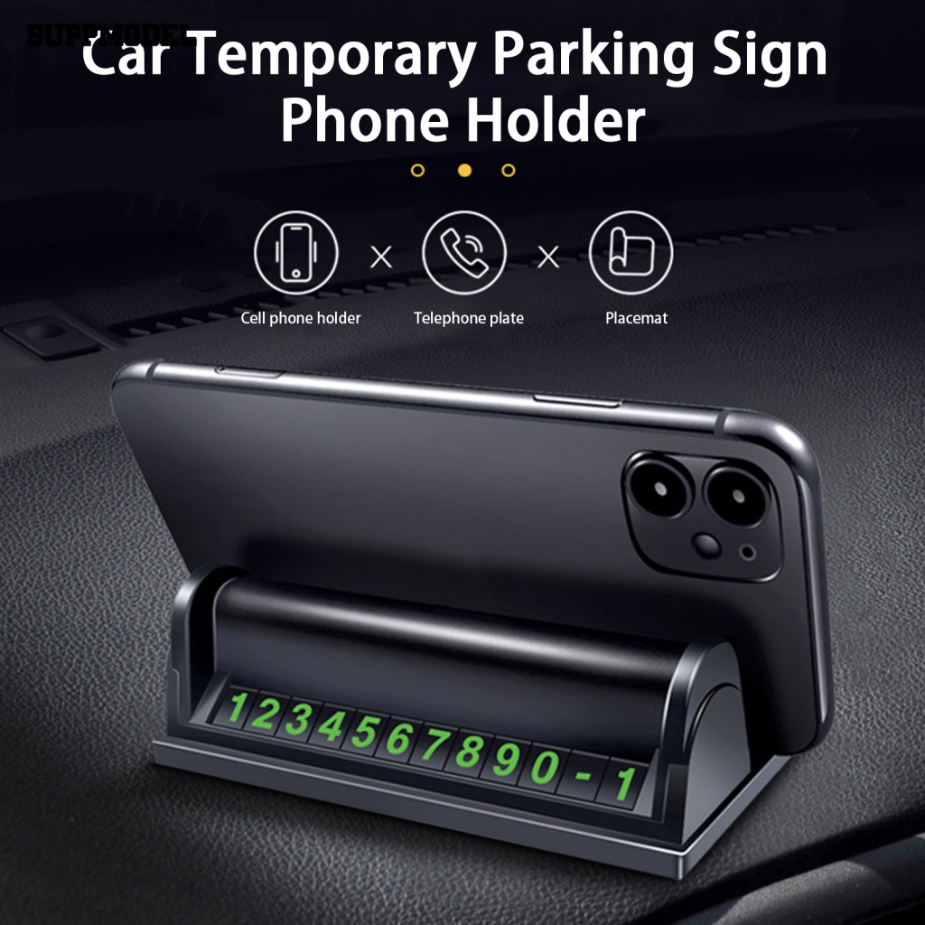 Suppmodel 1set Plat Nomor Ponsel Perekat Diri Perlengkapan Kendaraan Kartu Parkir Mobil Dudukan Handphone Serbaguna
