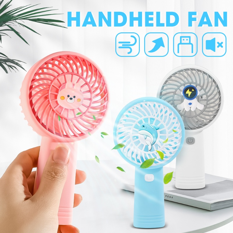 Mini USB Rechargable Low Noise Fans Musim Panas Angin Kuat Cooler Portable Kecil Alat Listrik Standable Genggam Kartun Kipas Cocok Asrama Kantor Traveling