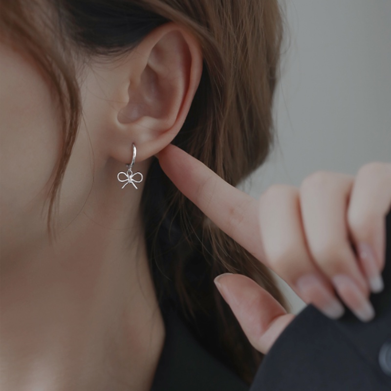 Kami Bunga Indah s925 Perak Berongga Busur Hoop Anting-Anting Untuk Wanita Gadis Korea Ikatan Simpul Menjuntai Anting-Anting Fashion Telinga Perhiasan Aksesoris