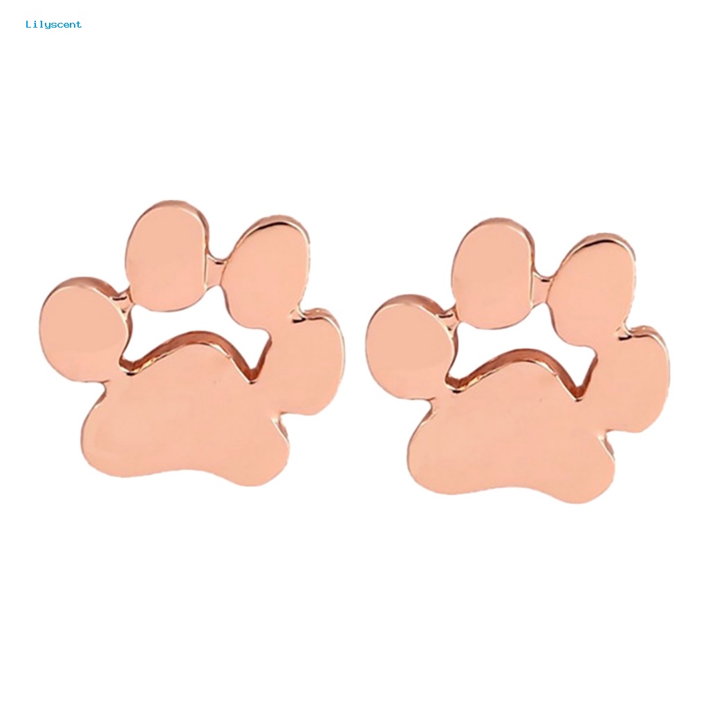 Lilyscent 1pasang Giwang Telinga Mengkilap Untuk Ulang Tahun Anjing Kucing Paw Ear Studs Kreatif