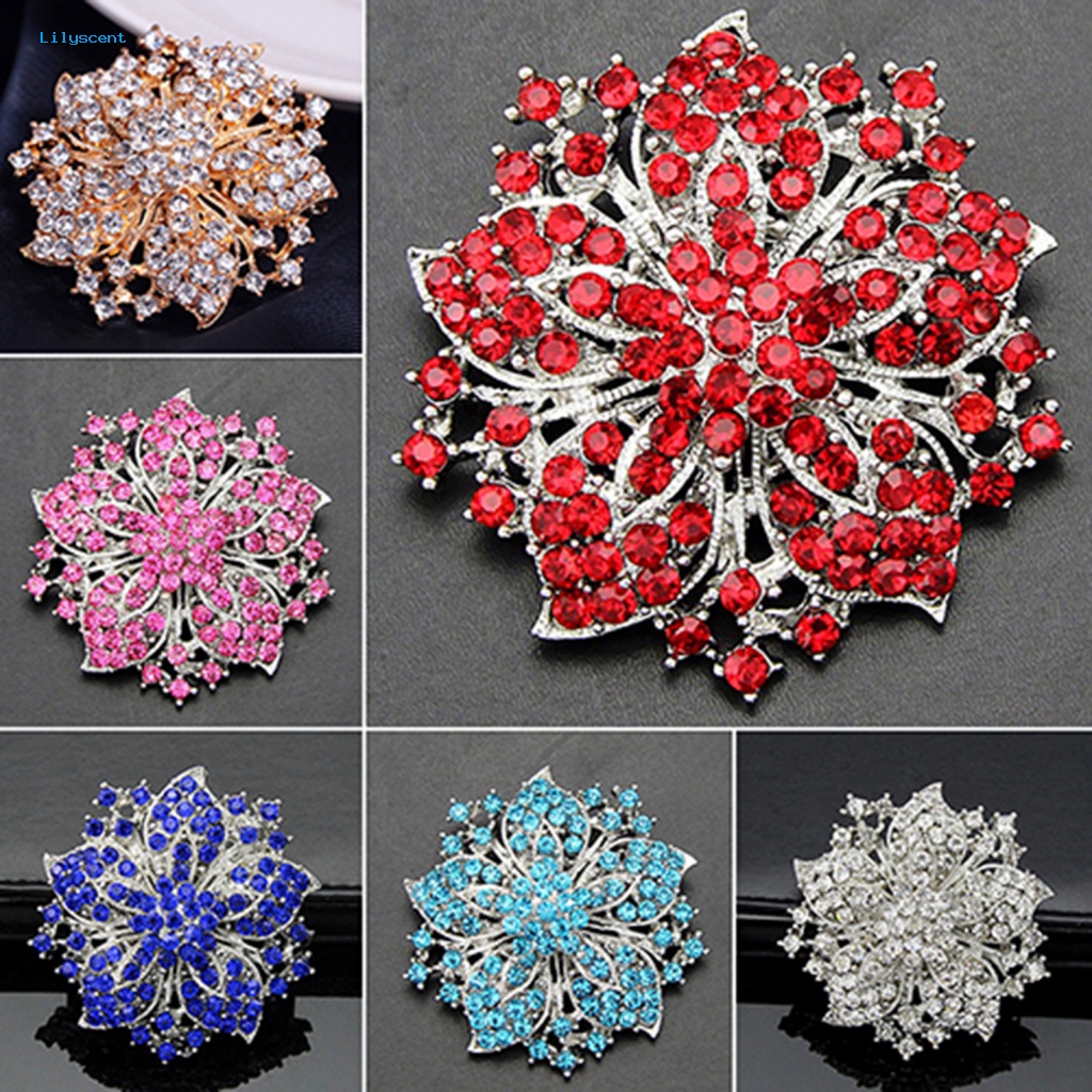 Lilyscent 8warna Bros Berlian Imitasi Untuk Pernikahan Wanita Shiny Rhinestone Flower Brooch Menawan