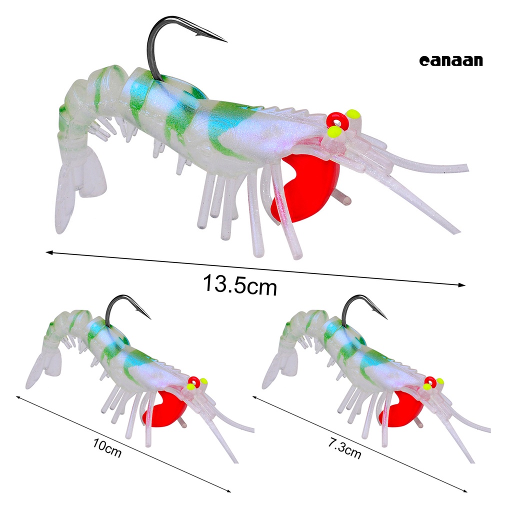 Cnn-7.3/10/13.5cm Umpan Udang Kait Tajam Simulasi Mata Bercahaya Umpan Jalan Realistis Udang Bercahaya Memancing Luar Ruangan