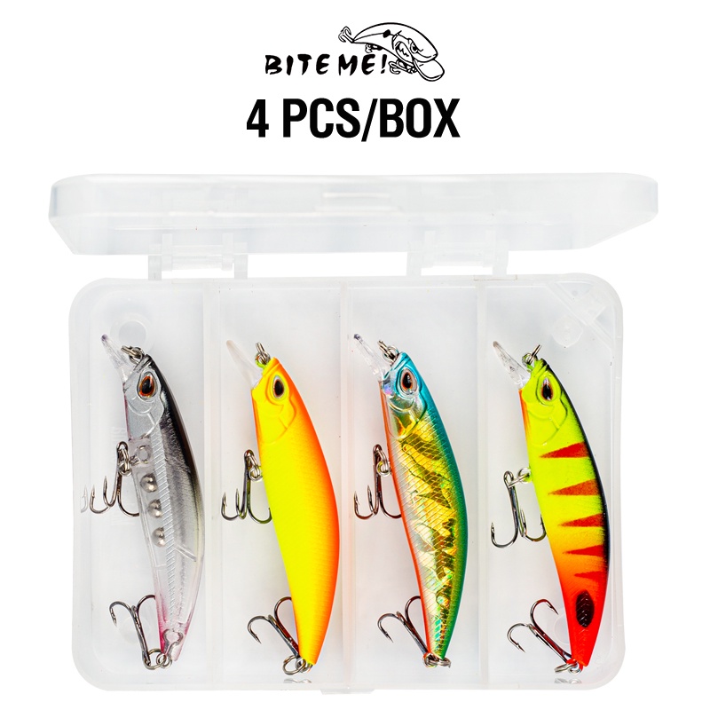 6.8cm/4g 4Pcs/Set Laser Ikan Kecil Umpan Pancing SwimBait Lure 3D Mata Pengecoran Ikan Kecil Plastik Kepala Keras Tenggelam Umpan Set