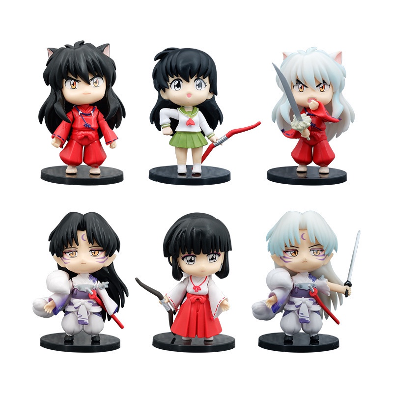 6pcs/set Inuyasha Sesshoumaru Higurashi Kagome Shofo PVC Angka Mainan Mobil Dekorasi Boneka