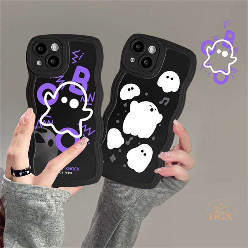 Redmi Note 11S 11 Pro Redmi 10C 10A 9A Note10 5G Note 10S 9C 9T Note9 Note8 Poco X3 Pro NFC Kartun Lucu Hantu Gelombang Pinggir TPU Phone Case Cover DGX