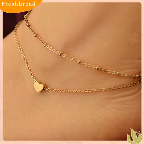 &lt; Freshbread &gt; Gelang Kaki Bentuk Cinta Hati Wanita Rantai Lapisan Ganda Sexy Foot Anklet