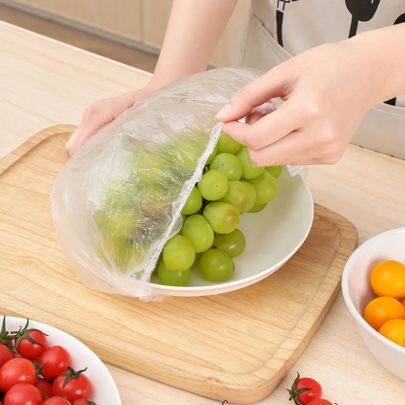 50/100pcs Colorful Disposable Food Cover/Bungkus Plastik Tahan Debu Makanan Elastis Tinggi/Penutup Cling Film Makanan Kulkas Anti Merangkai