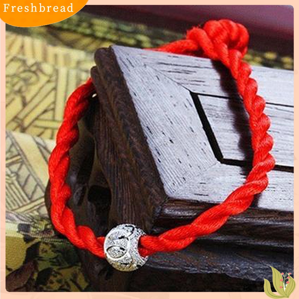 &lt; Freshbread &gt; Etnik Perak Berlapis Manik Dikepang Gelang Tali Merah Unisex Beruntung Dekorasi Pergelangan Tangan