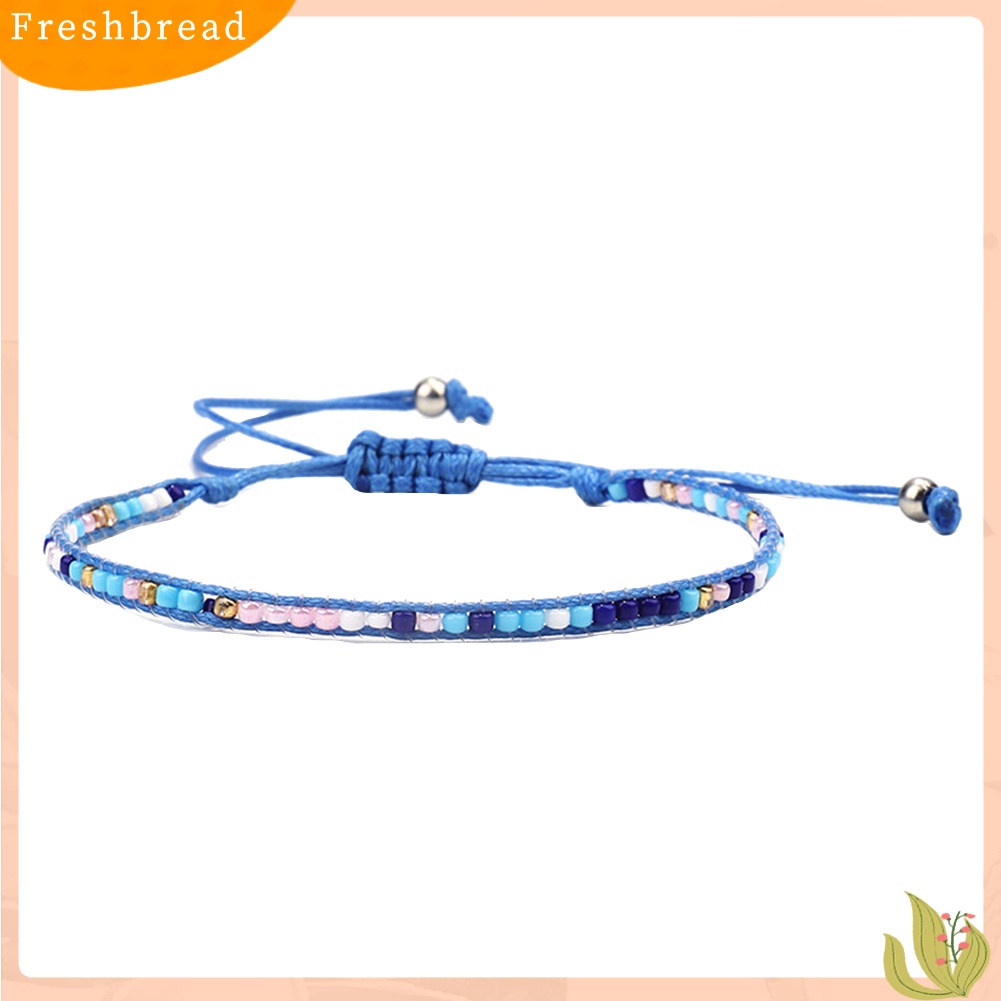 &lt; Freshbread &gt; Musim Panas Pantai Bohemian Manik-Manik Lilin Tali Handmade Anyaman Gelang Wanita Perhiasan