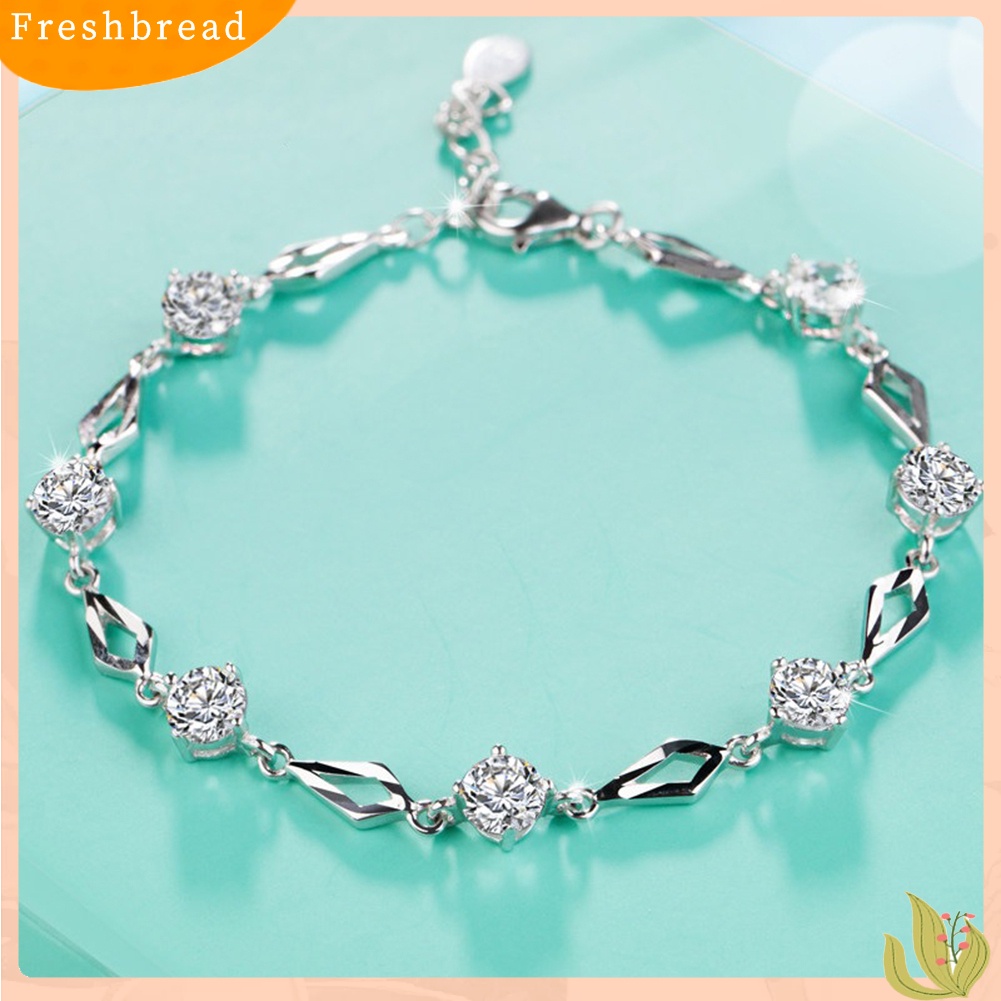 &lt; Freshbread &gt; Wanita Fashion Berlian Imitasi Mengkilap Gelang Bangle Statement Jewelry Hadiah Pesta