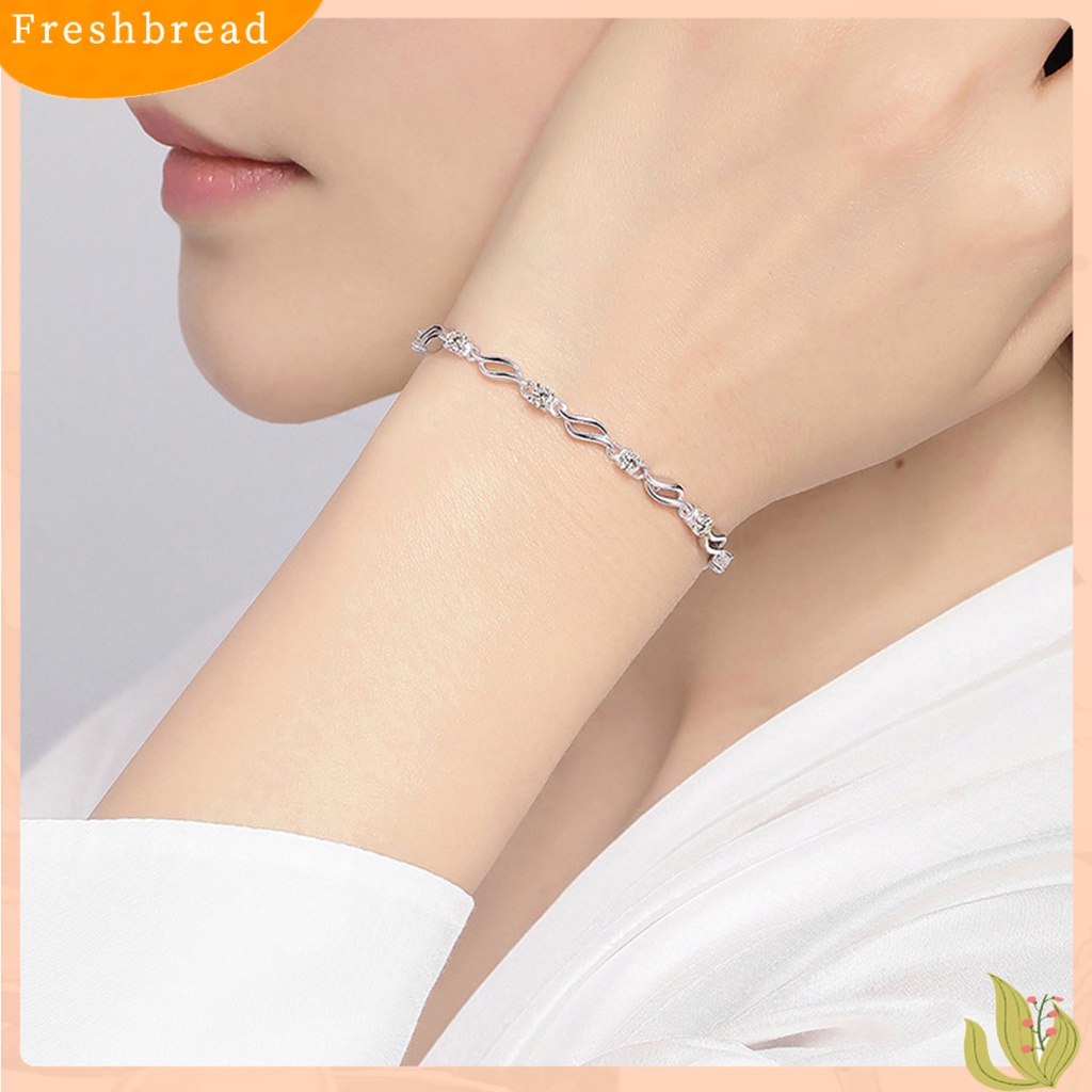 &lt; Freshbread &gt; Gelang Bangle Rantai Wanita Berlian Imitasi Berkilau Menarik Dapat Disesuaikan Untuk Pacaran