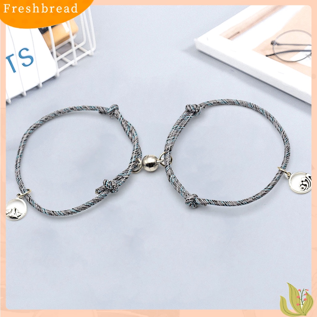 &lt; Freshbread &gt; 2Pcs Lover Bracelet ic Adjustable Braid Rope Pria Wanita Matching Bracelet Untuk Hadiah