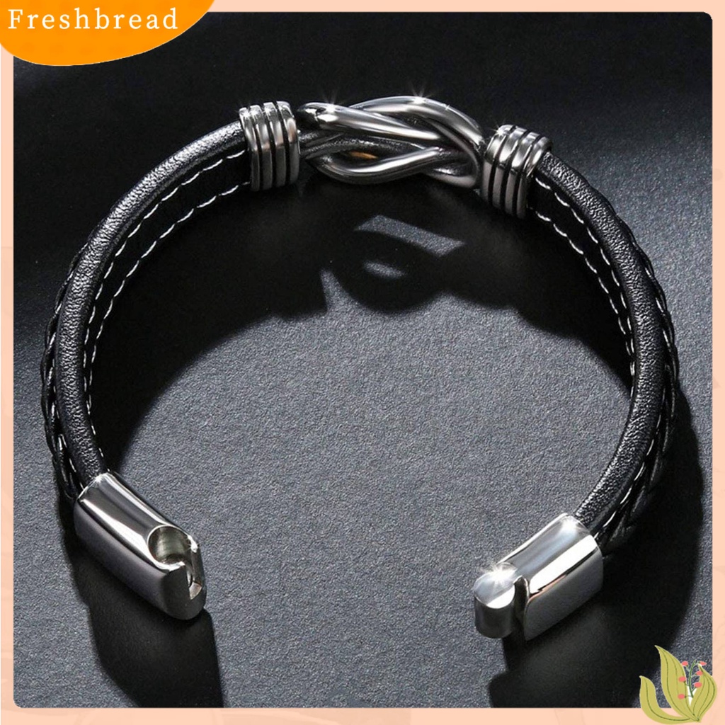 &lt; Freshbread &gt; Pria Gelang Dengan Kartu Lettering Twist Desain Duawarna Kulit Imitasi Wristwear Gaya Punk Gelang Terukir Putra Cucu Gelang Perhiasan Hadiah