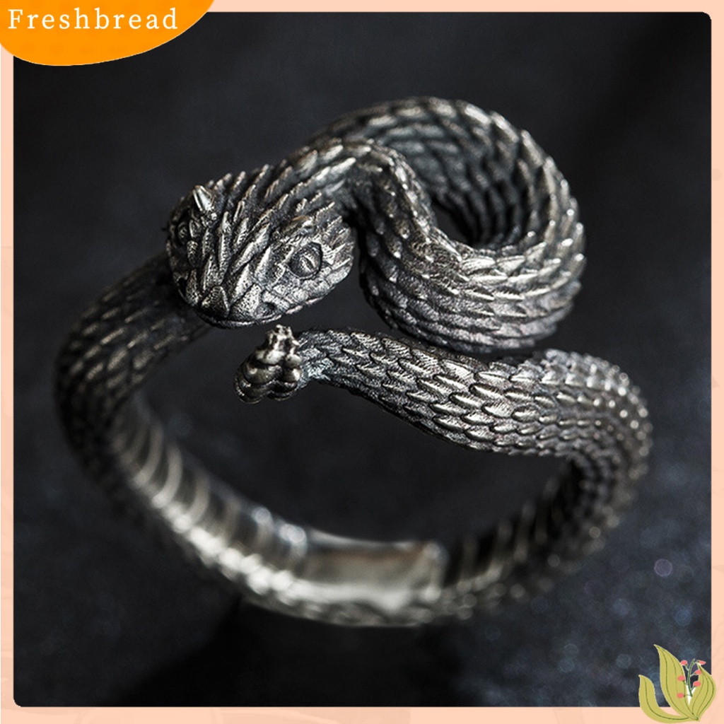 &lt; Freshbread &gt; Cincin Bungkus Pembukaan Adjustable Punk Hip Hop Alloy Bentuk Ular Untuk Pesta Cocktail