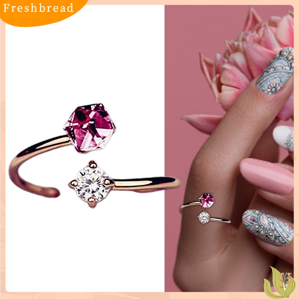 < Freshbread > Cincin Terbuka Dapat Disesuaikan Wanita Perhiasan Cubic Zirconia Warna-Warni Untuk Pertunangan