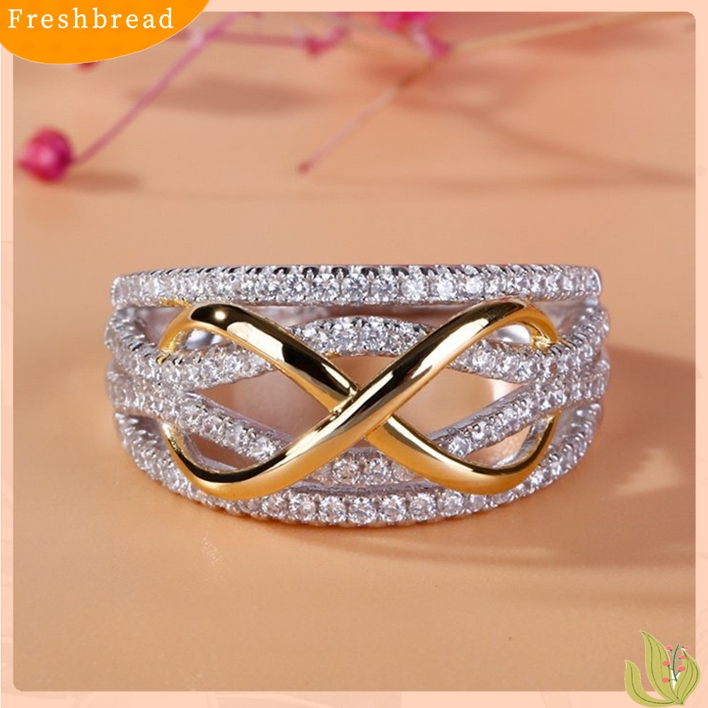 &lt; Freshbread &gt; 8-bentuk Berlian Imitasi Mengkilap Wanita Pernikahan Pertunangan Janji Cincin Perhiasan Hadiah