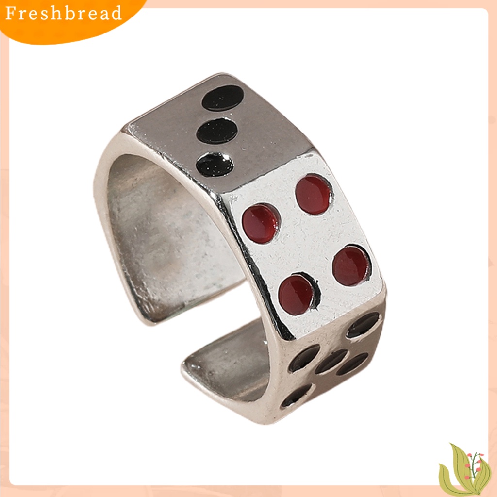 &lt; Freshbread &gt; Cincin Unisex Ukiran Dapat Disesuaikan Paduan Warna Perak Dadu Pembukaan Cincin Perhiasan Aksesori