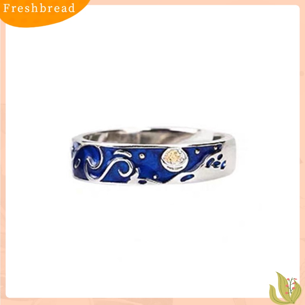 &lt; Freshbread &gt; 1Pc Cincin Kekasih Gaya Sederhana Berlapis Perak Geometris Desain Pembukaan Yang Dapat Disesuaikan Berdandan Hadiah Anniversary Pria Wanita Langit Berbintang Cincin Jari