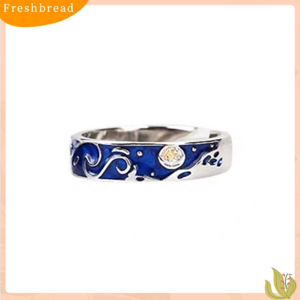 &lt; Freshbread &gt; 1Pc Cincin Kekasih Gaya Sederhana Berlapis Perak Geometris Desain Pembukaan Yang Dapat Disesuaikan Berdandan Hadiah Anniversary Pria Wanita Langit Berbintang Cincin Jari