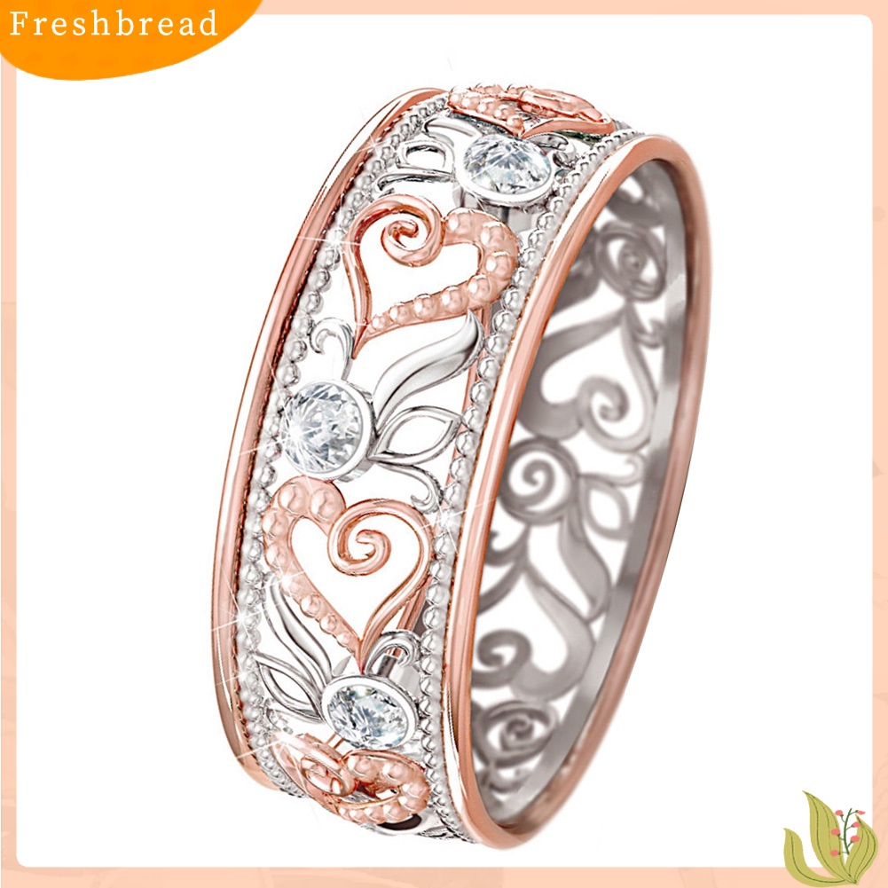 &lt; Freshbread &gt; Lady Berlian Imitasi Bertatahkan Berongga Bunga Jari Cincin Pernikahan Pertunangan Perhiasan Hadiah