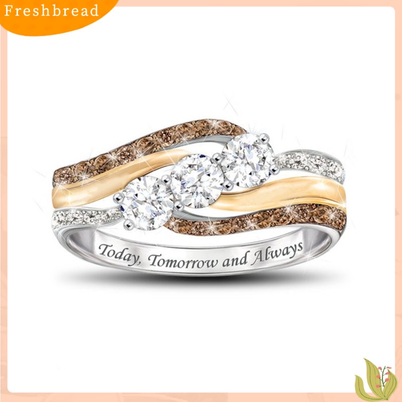 &lt; Freshbread &gt; Fashion Wanita Berlian Imitasi Surat Jari Cincin Perhiasan Pesta Pernikahan Hadiah Natal