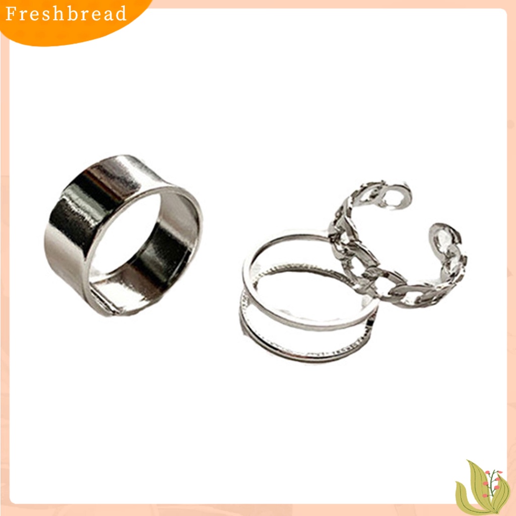 < Freshbread > 3Pcs Cincin Wanita Geometris Pembukaan Dapat Disesuaikan Perhiasan Gaya Korea Permukaan Halus Cincin Jari Hadiah Ulang Tahun