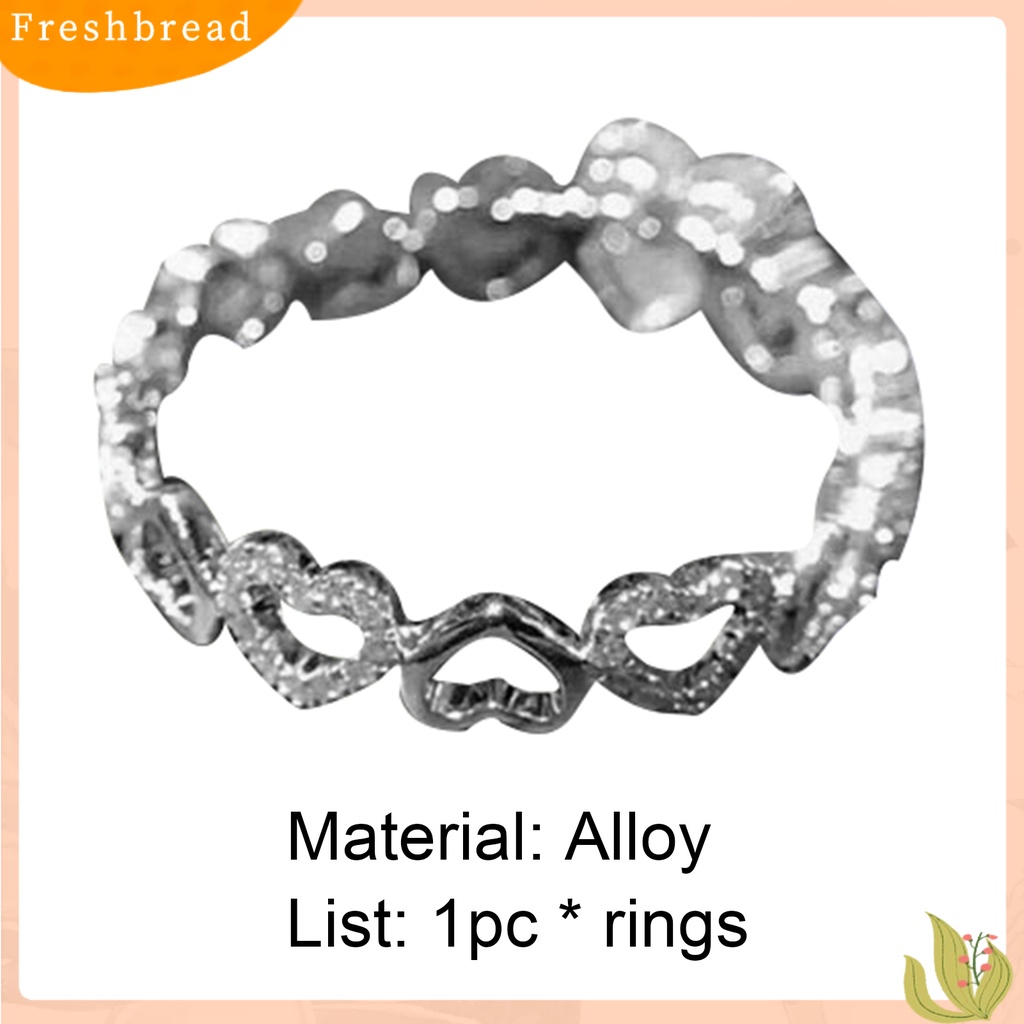 &lt; Freshbread &gt; Cincin Berlian Imitasi Halus Alloy Indah Pertunangan Jantung Cincin Perhiasan Untuk Penggunaan Sehari-Hari