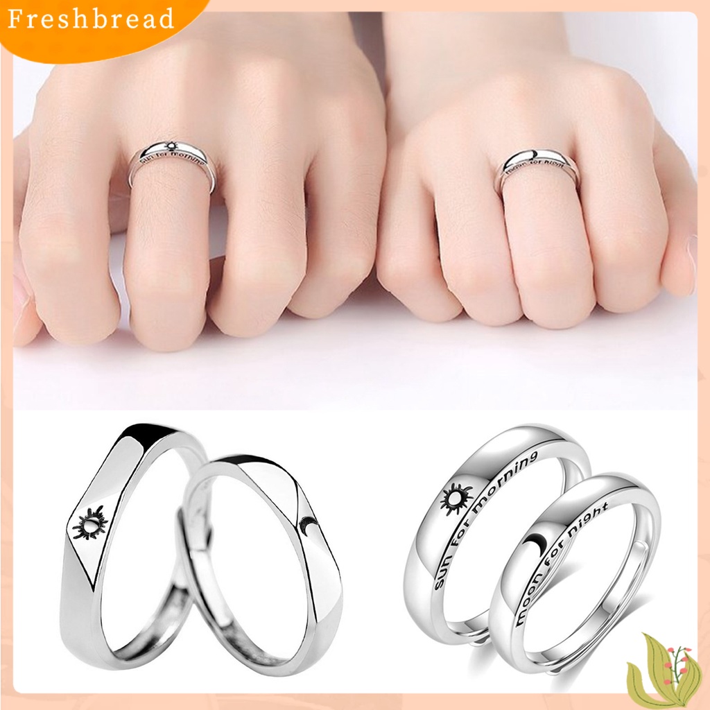 &lt; Freshbread &gt; Cincin Pasangan Ujung Terbuka Adjustable Motif Huruf Geometris Gaya Korea Fashion Matahari Dan Bulan Kekasih Cincin Hadiah Valentine