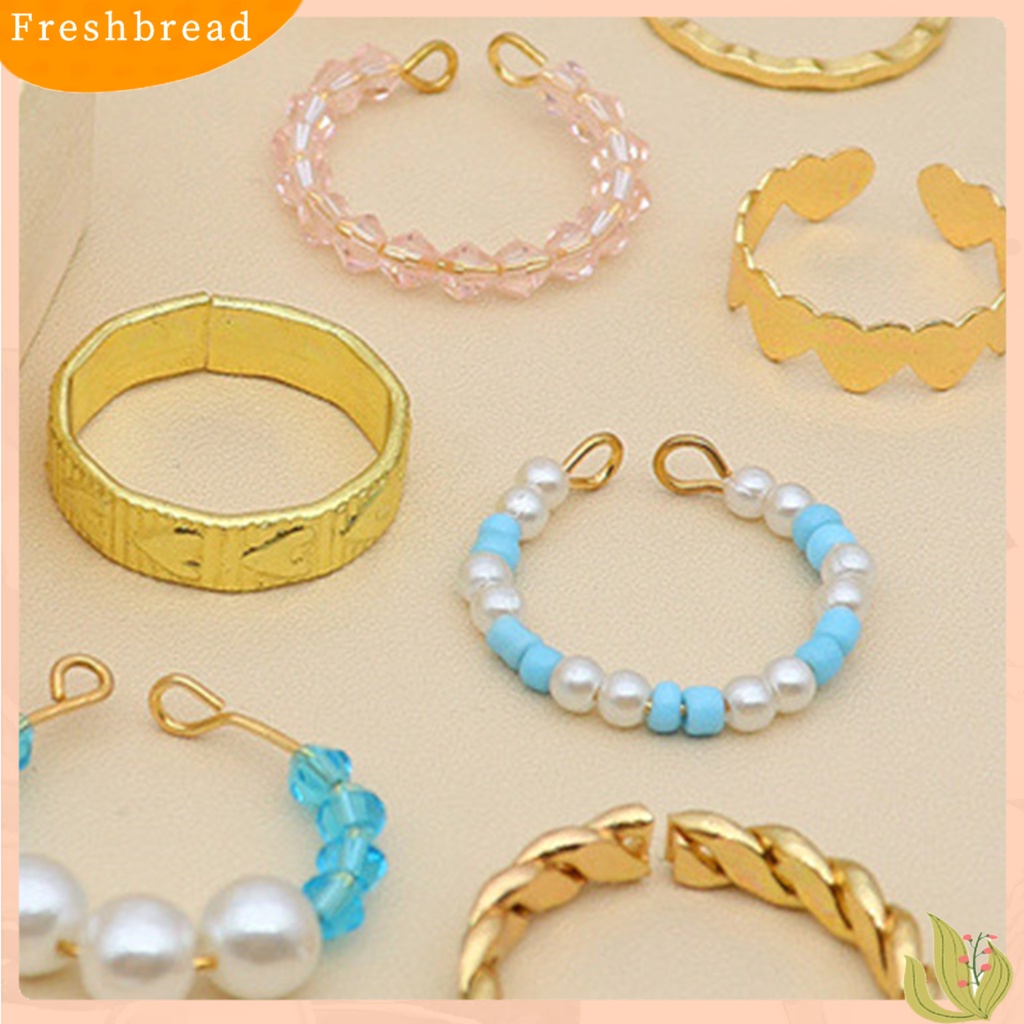 &lt; Freshbread &gt; 12Pcs/Set Mutiara Imitasi Multicolor Beads Knuckle Rings Opening Heart Knot Women Knuckle Rings Perhiasan Aksesoris