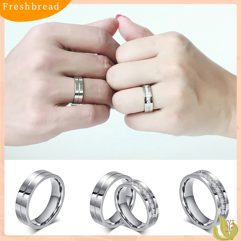 &lt; Freshbread &gt; Pasangan Kekasih Cincin Fashion Berlian Imitasi Bertatahkan Pesta Band Pertunangan Perhiasan Hadiah