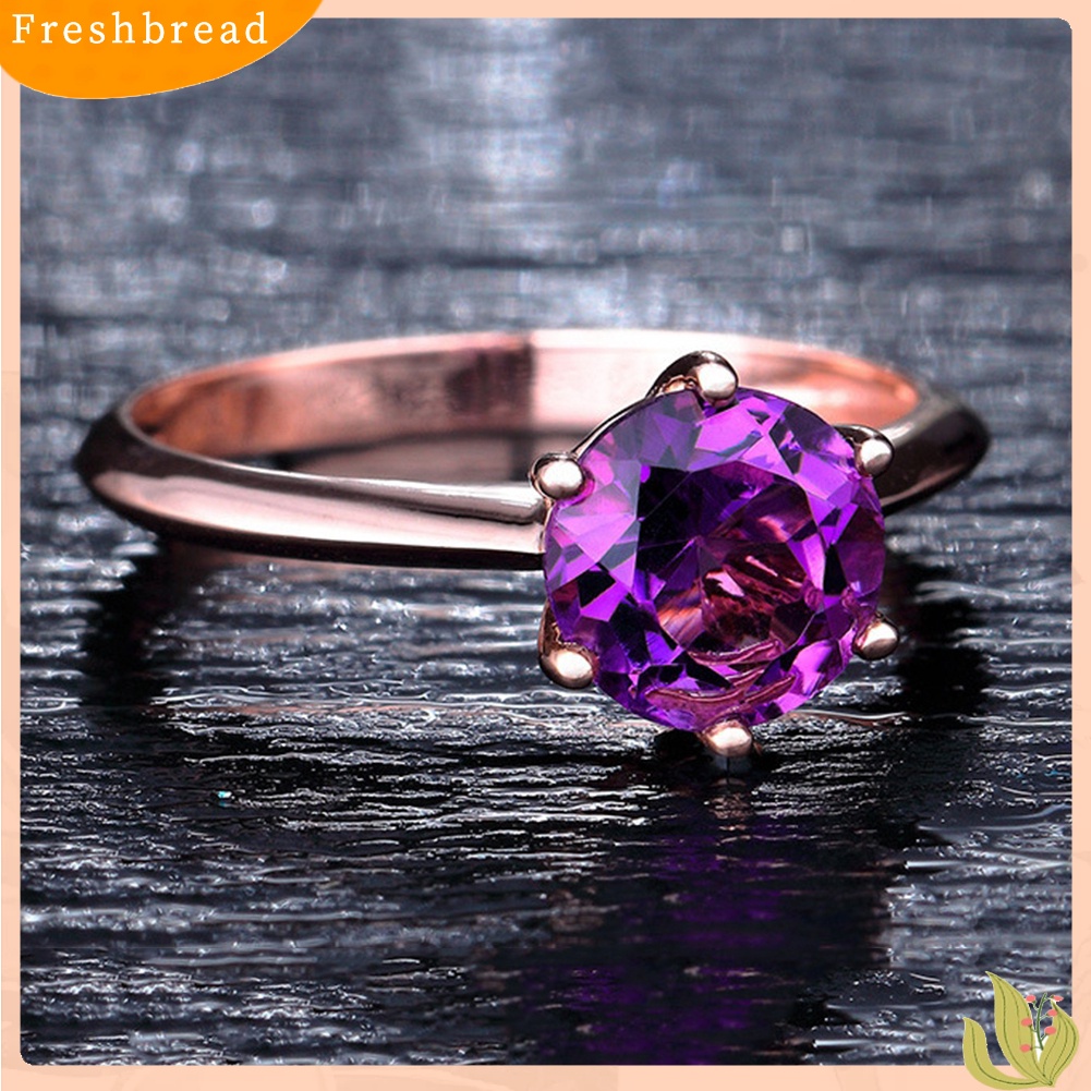 &lt; Freshbread &gt; Wanita Faux Amethyst Ruby Bertatahkan Jari Cincin Pernikahan Pertunangan Perhiasan Hadiah