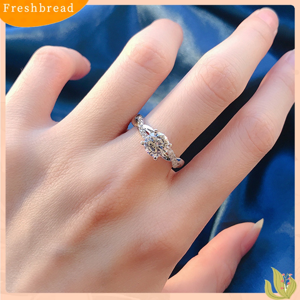 &lt; Freshbread &gt; Cincin Kawin Memutar Berkilau High-end Besar Berlian Imitasi Buku Jari Circlet Perhiasan Perempuan