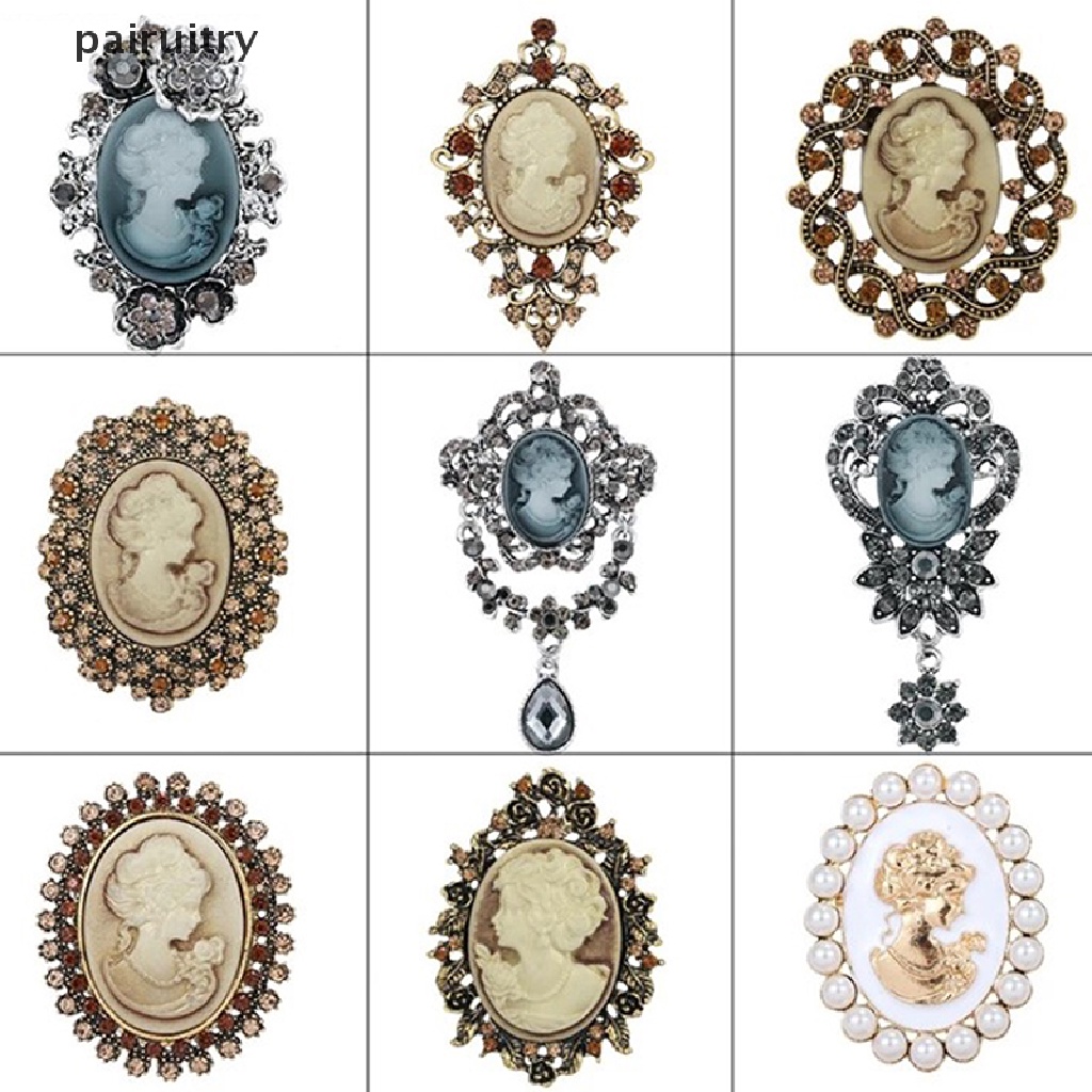 Prt Kristal Berlian Imitasi Cameo Vintage Bros Untuk Wanita Queen's Cameo Beauty PRT