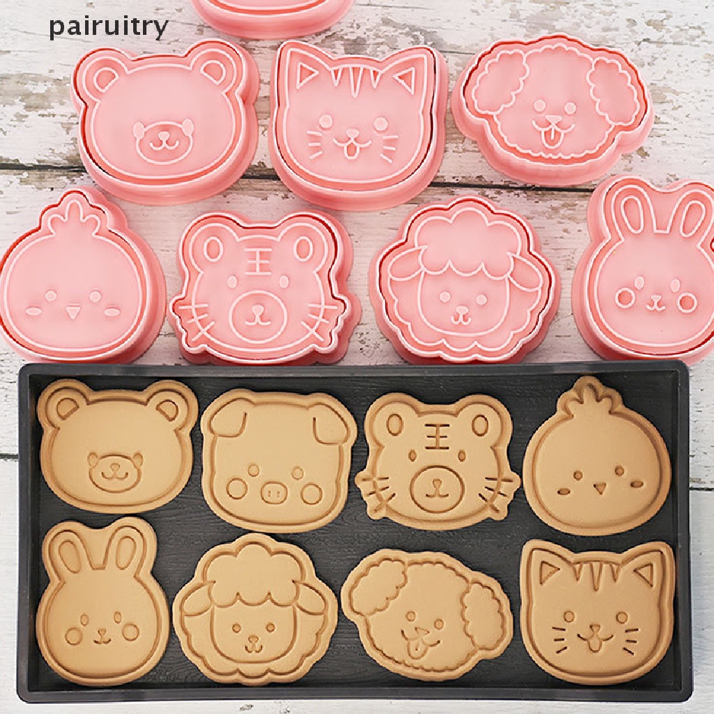 Prt 8PCS Kartun Hewan Cookie Pemotong Pressable Biskuit Cetakan Pesta Baking Mold PRT