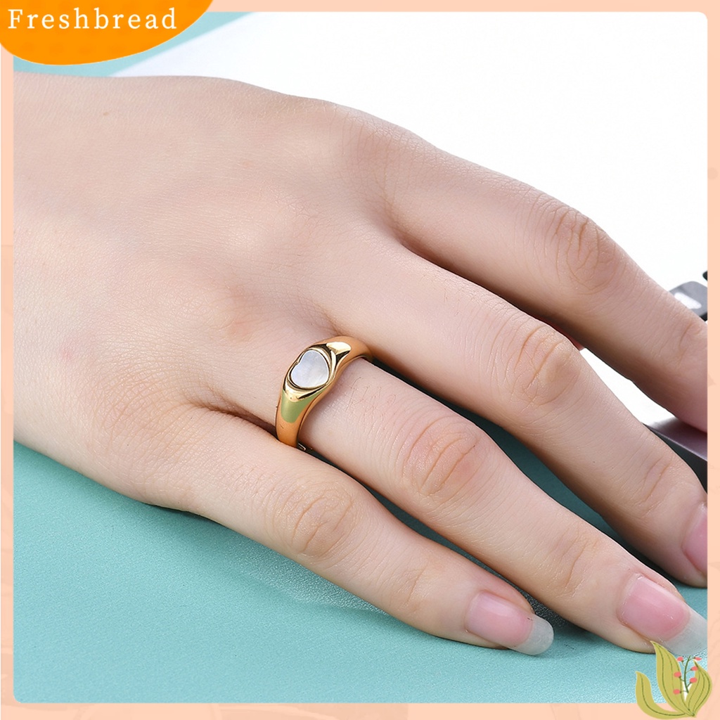 &lt; Freshbread &gt; Jari Cincin Electroplating Geometris Menawan Kilau Terang Tahan Aus Dekorasi Colorfast Wanita Pribadi Jantung Cincin Hadiah Valentine