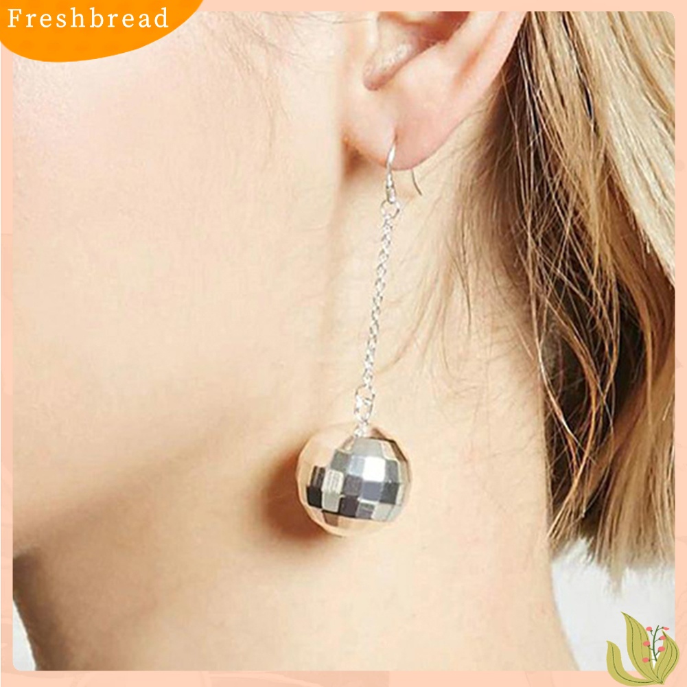 &lt; Freshbread &gt; Wanita Fashion Bola Disko Rumbai Panjang Menjuntai Kait Anting Pesta Perhiasan Hadiah