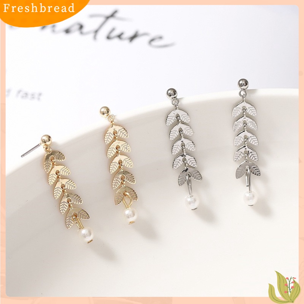 &lt; Freshbread &gt; 1pasang Anting Pejantan Bersinar Mutiara Imitasi Rumbai Desain Geometris Bentuk Reguler Dekorasi Colorfast Lady Elegan Anting Panjang Aksesoris Pakaian