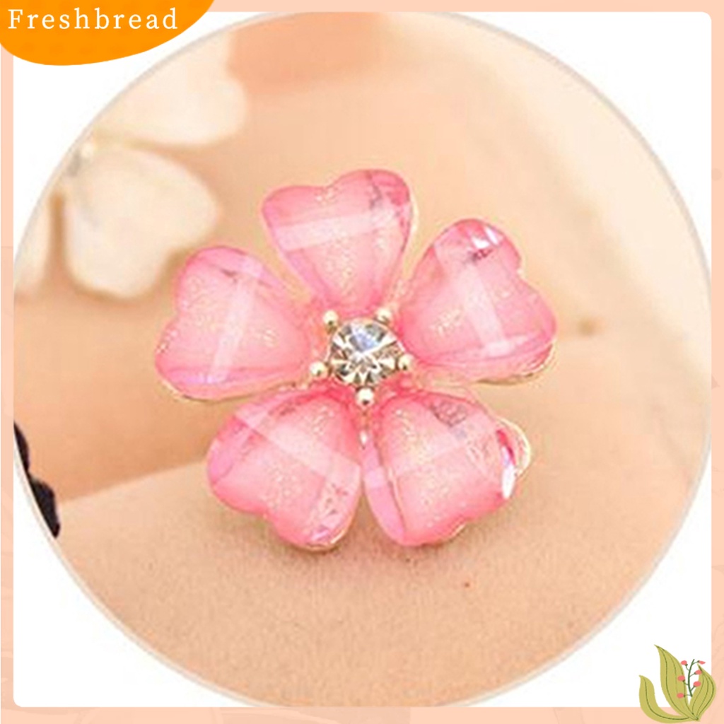 &lt; Freshbread &gt; Ear Stud Kelopak Berlian Imitasi Motif Bunga Bahan Alloy Indah Berkilau Anting Untuk Wanita