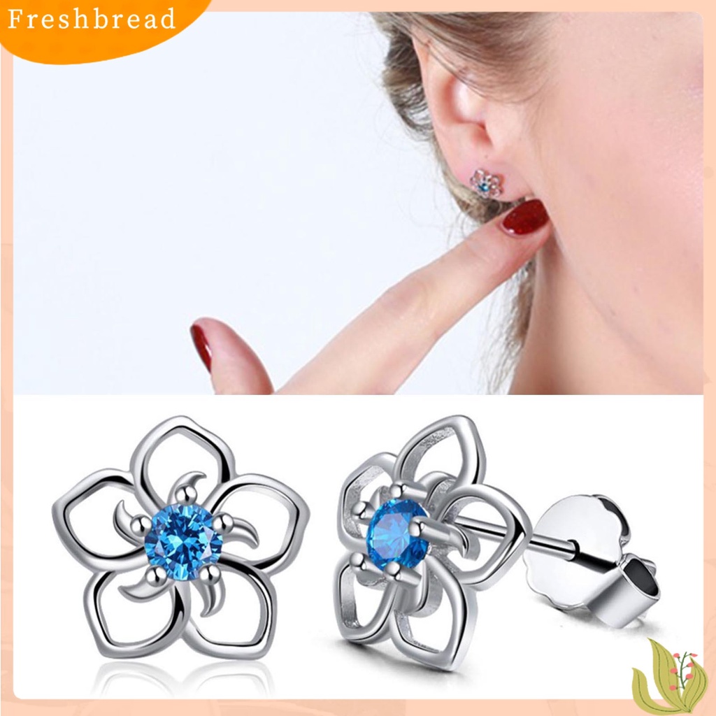 &lt; Freshbread &gt; 1pasang Anting Tusuk Bentuk Bunga Rhinestones Perhiasan Fashion Penampilan Giwang Telinga Gaya Korea Untuk Pakaian Sehari-Hari