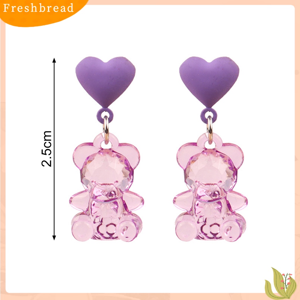 &lt; Freshbread &gt; 1pasang Anting Drop Bentuk Beruang Chic Nyaman Kartun Beruang Manis Anting Untuk Hadiah