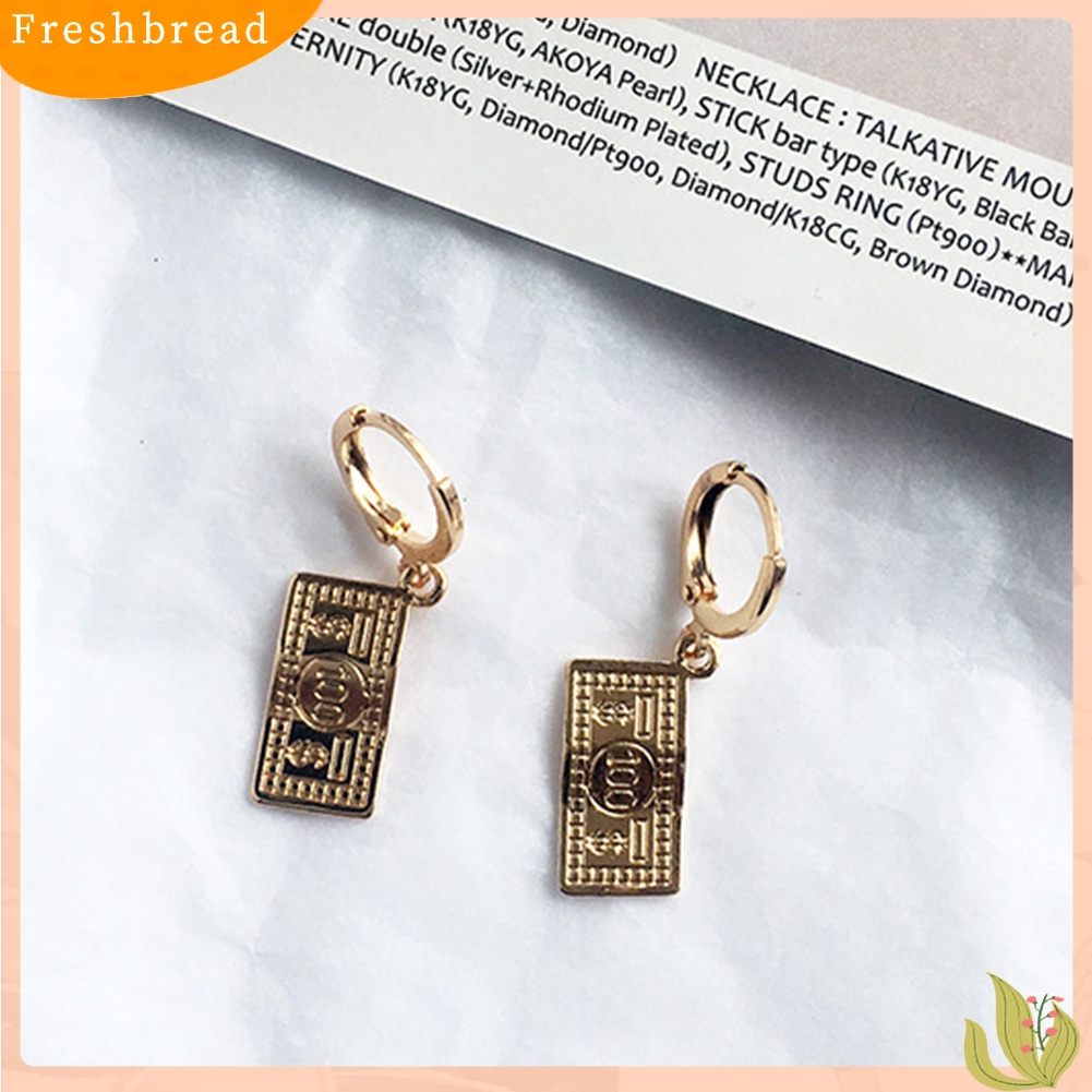 &lt; Freshbread &gt; Vintage Wanita Bulan Sabit Kunci Bulat Menjuntai Drop Huggie Earrings Perhiasan Hadiah