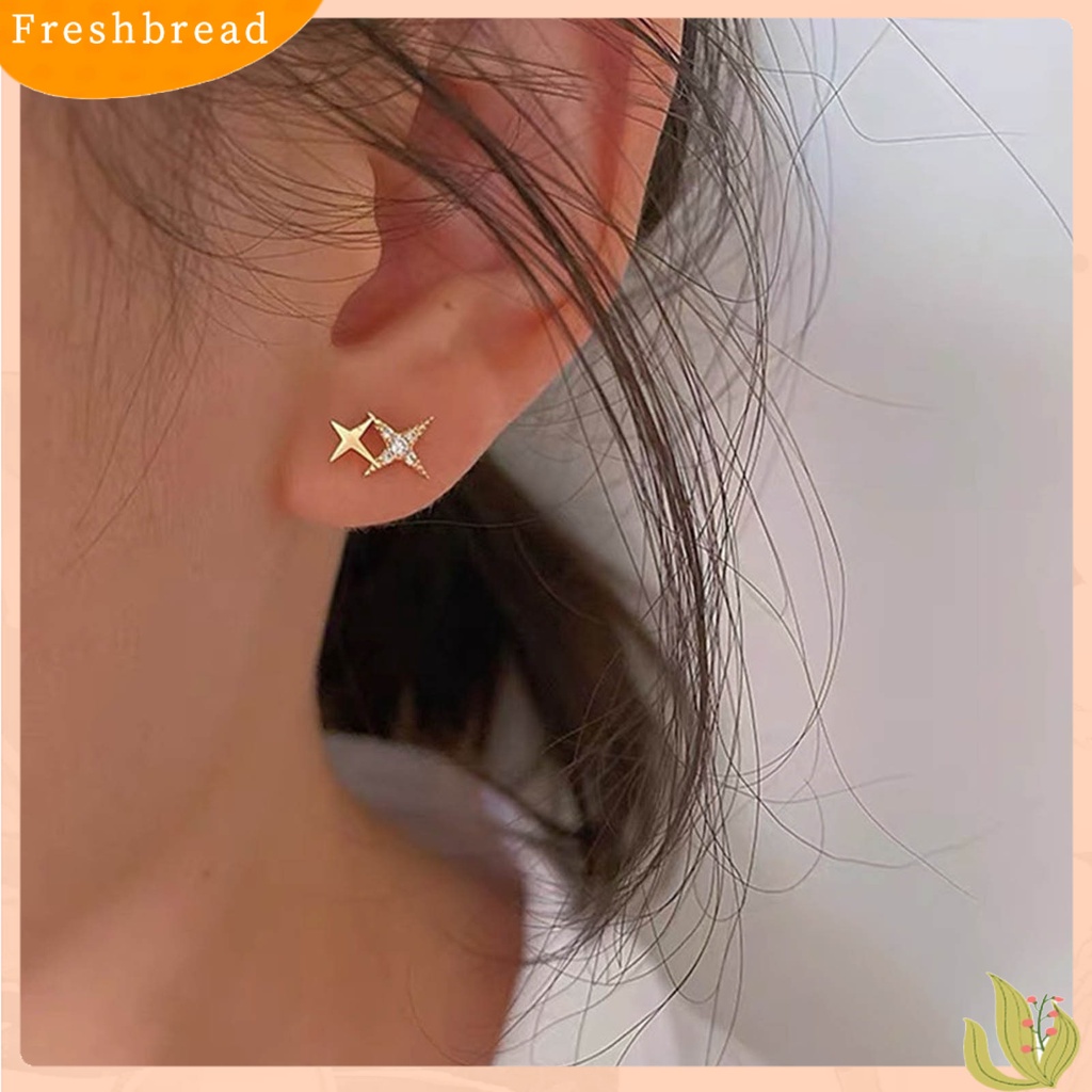 &lt; Freshbread &gt; 1pasang Anting Tusuk Bintang Perhiasan Berlian Imitasi Halus Gaya Korea Ear Studs Untuk Pakaian Sehari-Hari