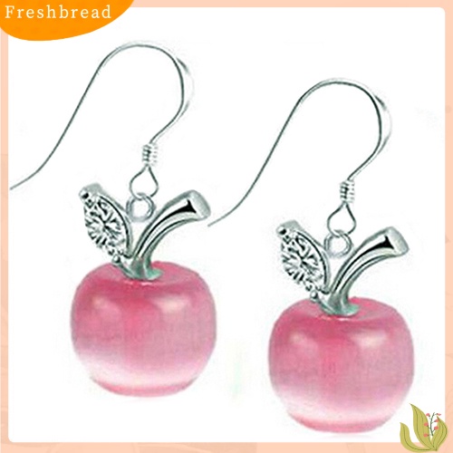 &lt; Freshbread &gt; Wanita Opal Apple Menjuntai925 Sterling Silver Zircon Eardrops Anting Kait