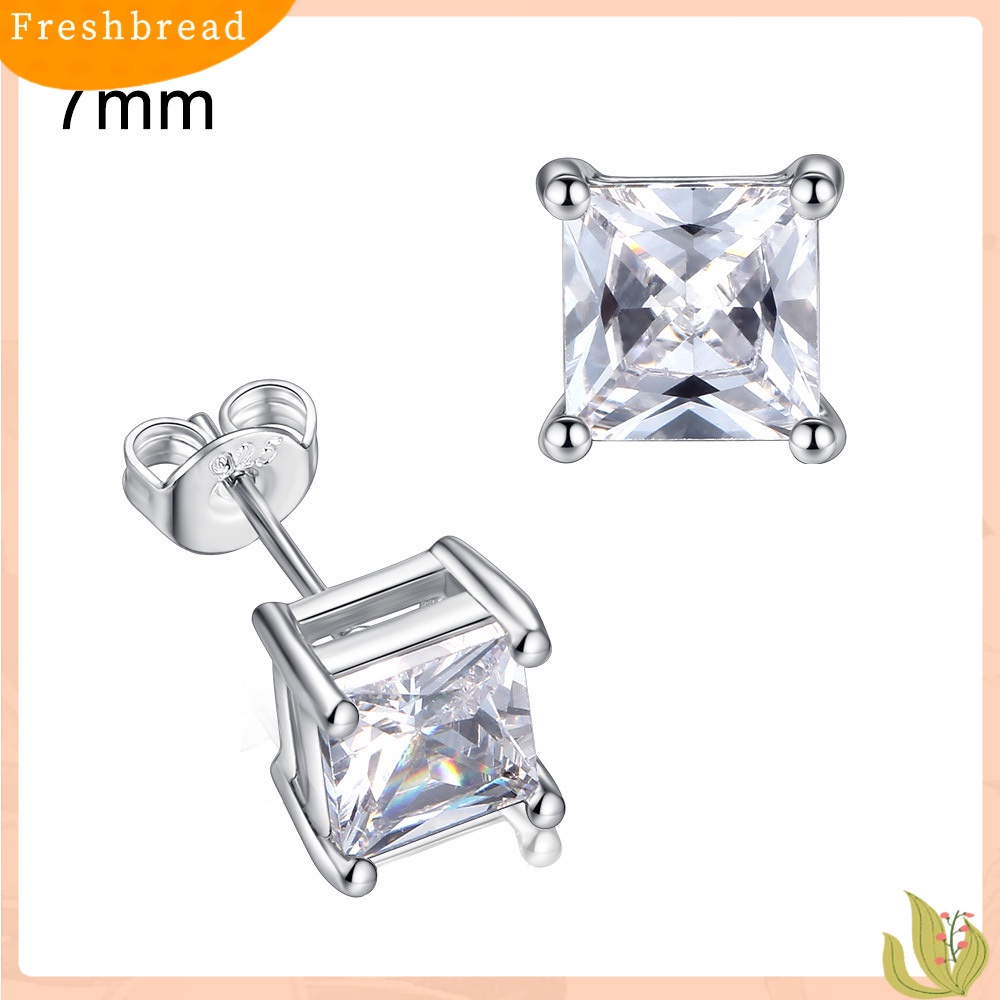 < Freshbread > Fashion Wanita Persegi Cubic Zirconia Hias Telinga Stud Anting Pesta Perhiasan Hadiah