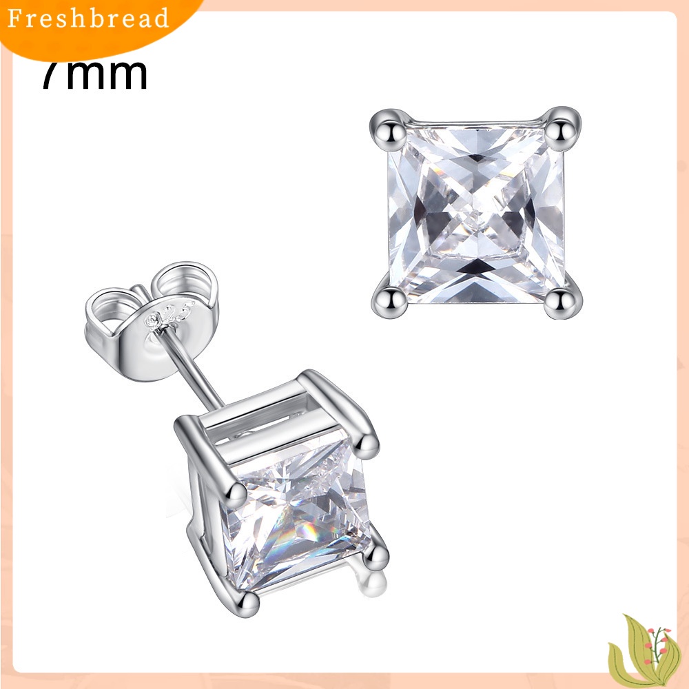 &lt; Freshbread &gt; Fashion Wanita Persegi Cubic Zirconia Hias Telinga Stud Anting Pesta Perhiasan Hadiah