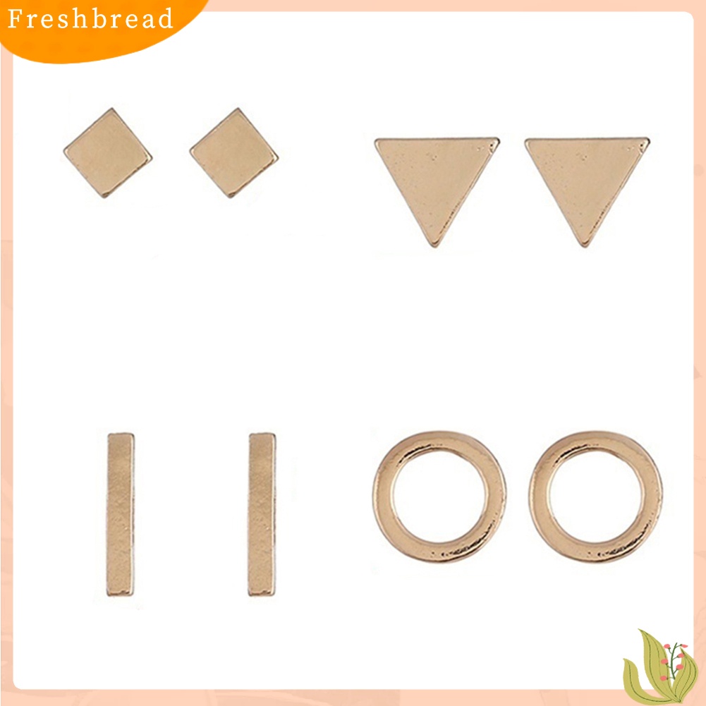 &lt; Freshbread &gt; 8Pcs/Set Mode Geometris Persegi Segitiga Lingkaran Telinga Stud Anting Wanita Hadiah