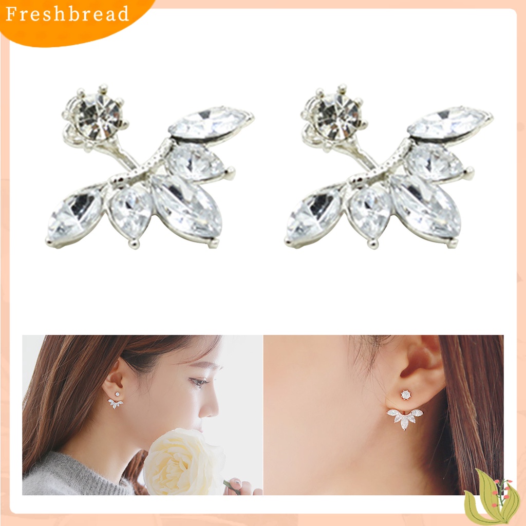 &lt; Freshbread &gt; 1pasang Ear Studs Nice-looking Praktis Paduan Bentuk Bunga Berlian Imitasi Wanita Anting Perhiasan Aksesori