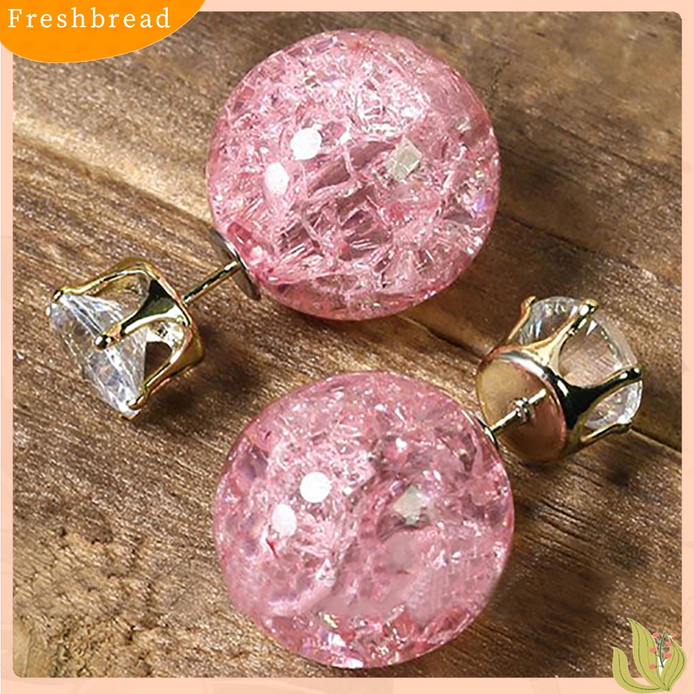 &lt; Freshbread &gt; Wanita Fashion Manik-Manik Mutiara Imitasi Berlian Imitasi Bentuk Bola Ear Studs Earrings Jewelry