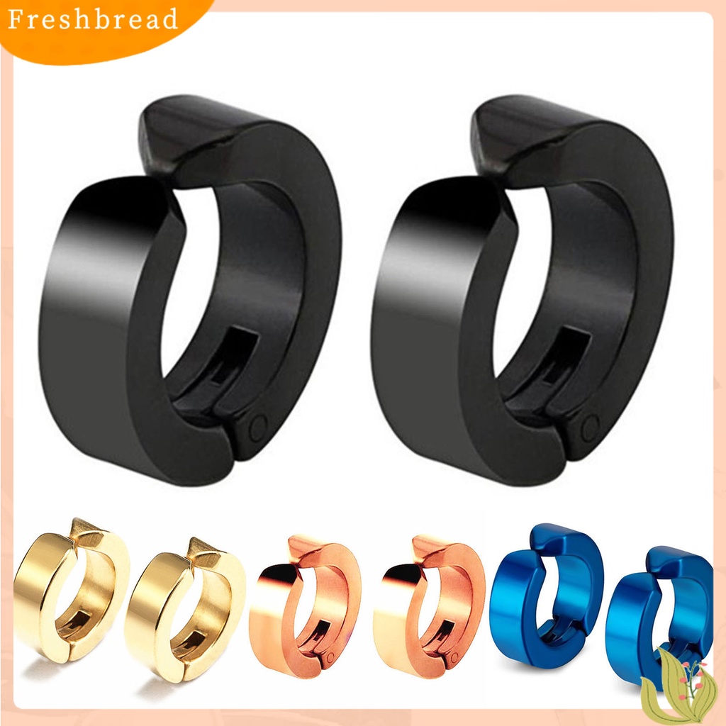 &lt; Freshbread &gt; 2Pcs Anting Huggie Anti-Alergi Anti-Oksidasi Stainless Steel Non-Piercing Earrings Ear Clip Untuk Pesta