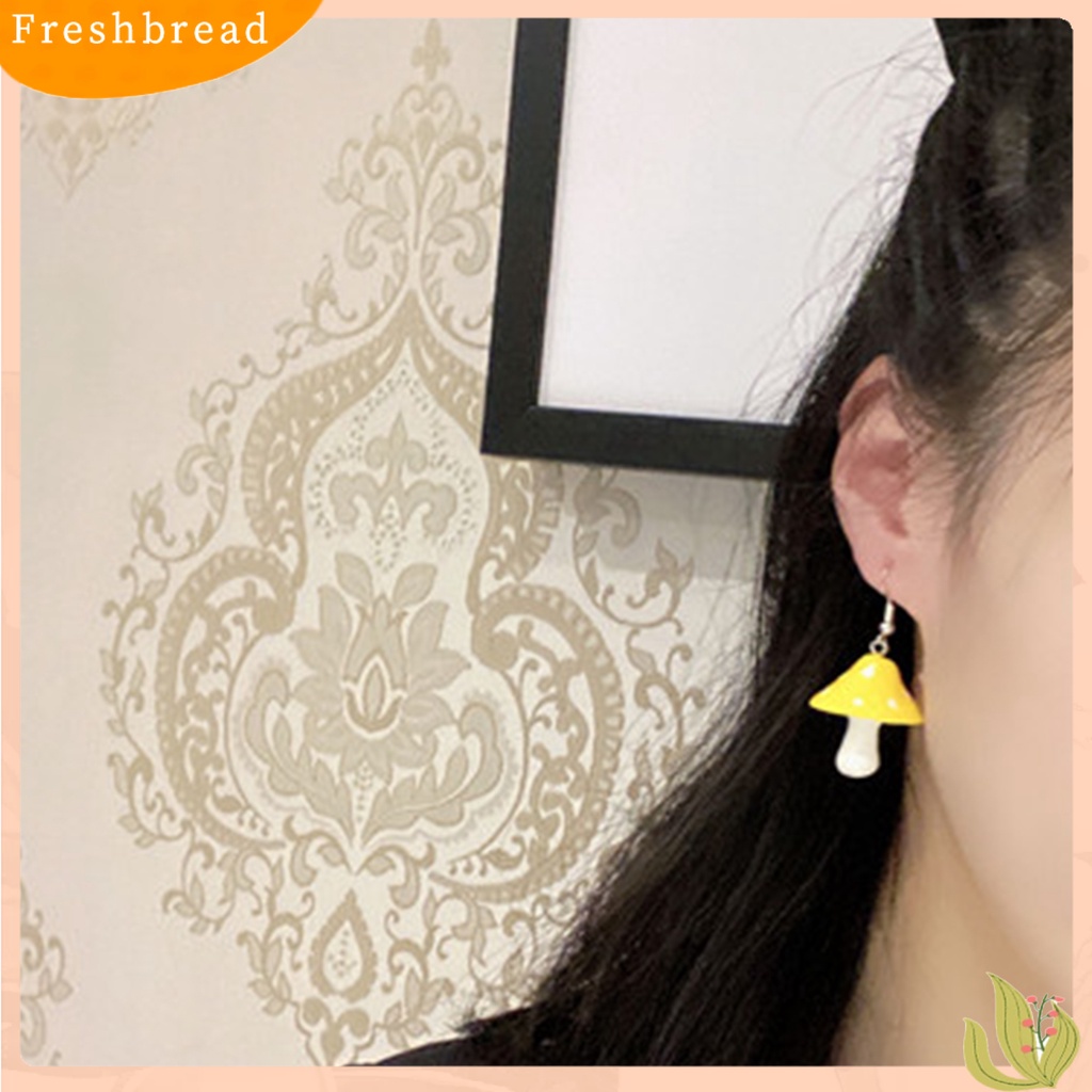 &lt; Freshbread &gt; 1pasang Anting Jamur Perhiasan Aksesoris Hadiah Resin Simulasi Jamur Panjang Liontin Anting Untuk Anniversary